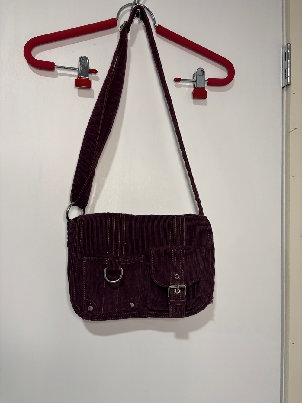 VINTAGE Joe Boxer Y2K Corduroy Crossbody Bag in Deep Burgundy